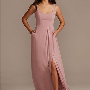 NWT davids bridal quartz chiffon tank scoop bridesmaids dress, size 4